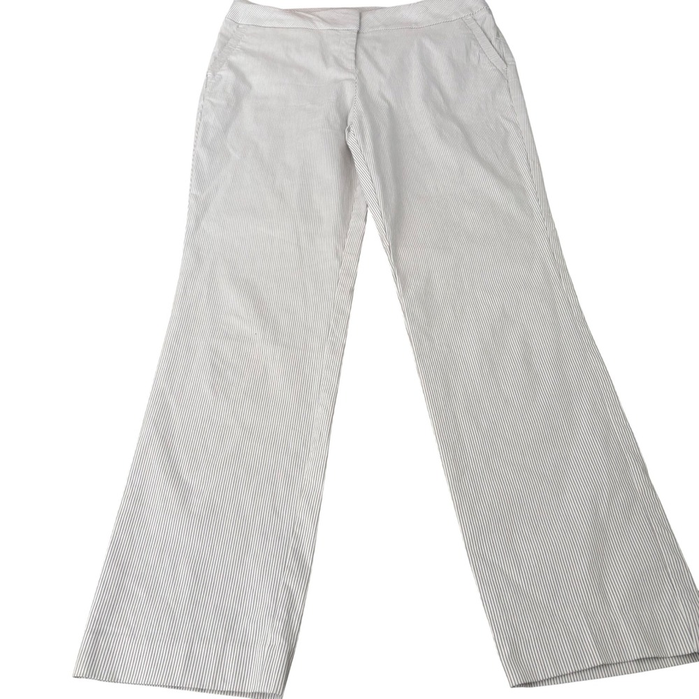Counterparts Womens Pinstripe Dress Pants White Grey Wide Leg Trousers Sz 14